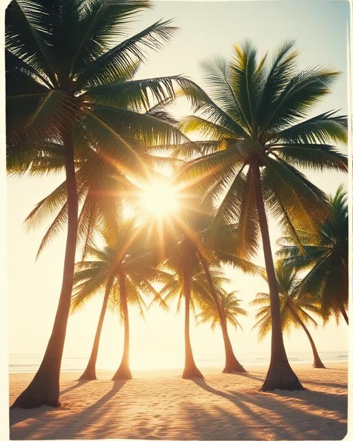 Sunlight through palm trees