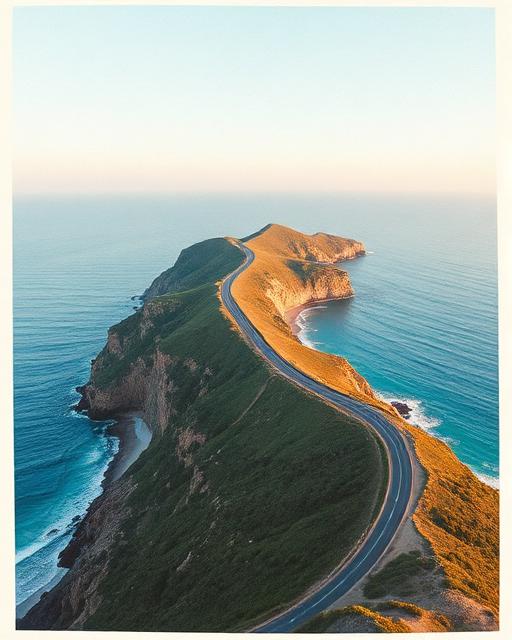 Scenic coastal road along turquoise ocean