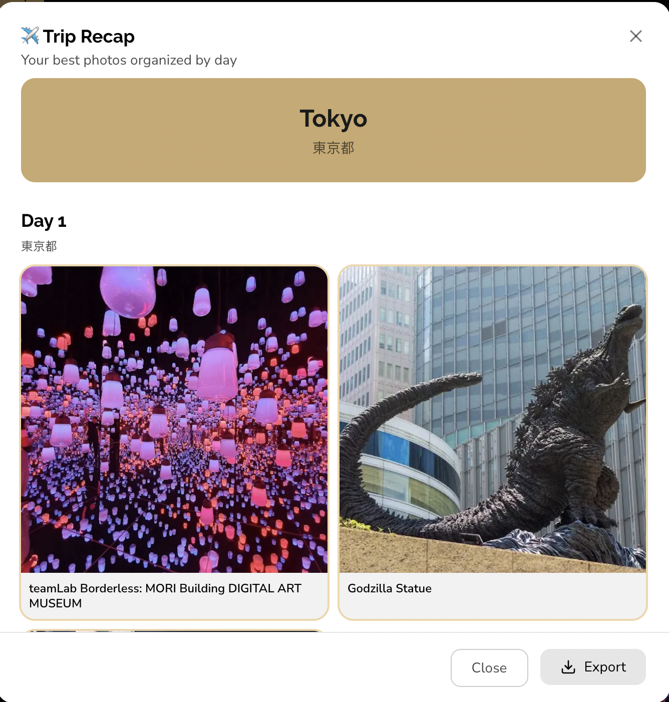 Trip recap view